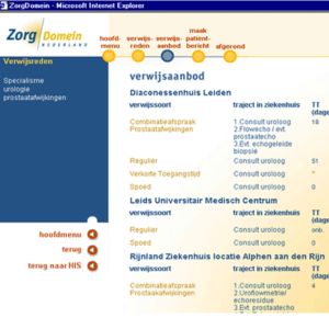 ZorgDomein - afbeelding van het oude platform begin 2000